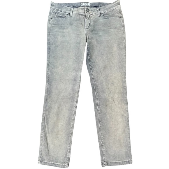 Free People size w28 grey & white/hints of blue, low rise corduroy skinny pants - Picture 3 of 15